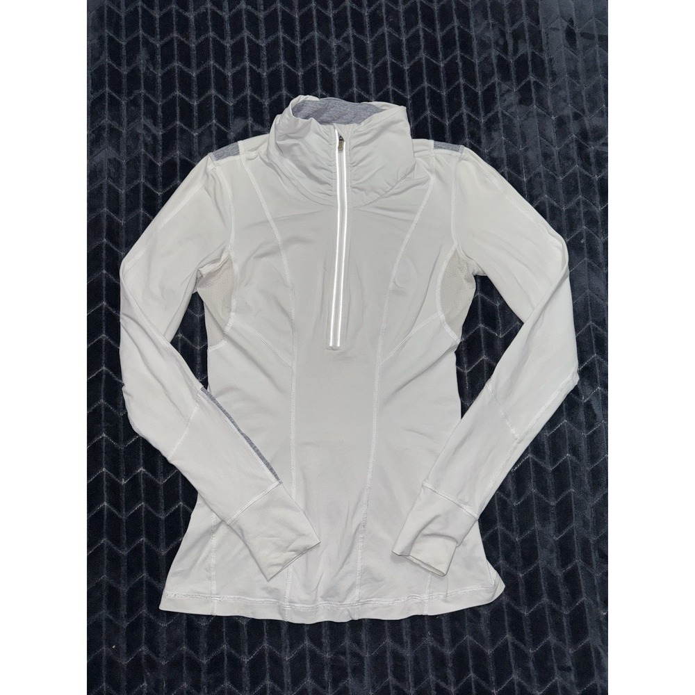Lululemon Women's Define Pullover Jacket White 1/2 Zip Thumbhole Luon Sz 6